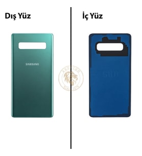 Samsung Galaxy S10 Plus Yeşil Renk Arka Kapak Arka Cam Batarya Kapağı Pil Kapağı Lazer Kesim Back Cover Galaxy S10 Plus Uyumlu