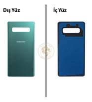 Samsung Galaxy S10 Plus Yeşil Renk Arka Kapak Arka Cam Batarya Kapağı Pil Kapağı Lazer Kesim Back Cover Galaxy S10 Plus Uyumlu