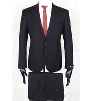 Jan Carlucci Regular Fit Mono Yaka İki Düğme-Çift Yırtmaç Siyah Drop 4 Takım Elbise