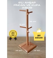 (SADECE ASKILIK) Fincan Ve Kupa Askılığı 6'lı Ahşap Askılık