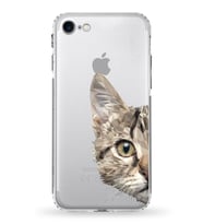 Apple iPhone SE 2022 Uyumlu Kamera Korumalı Tıpalı Kapak Catface Tasarımlı Silikon Şeffaf Kılıf