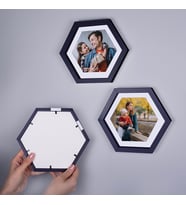 Yapışkanlı Sök Tak Büyük Altıgen Fotoğraf Çerçevesi - 3'lü Paket (Siyah)