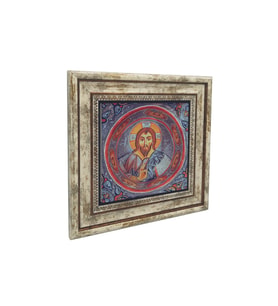 Kapadokya Göreme Karanlık Kilise Freski - Pantokrator İsa Mesih Baskılı Taş Tablo 25X25