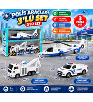 Plastik Üçlü Polis Araçları Seti