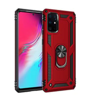 Samsung Galaxy S20 Plus Kılıf Metal For Car Yüzüklü Standlı Military Ring Serisi (Kırmızı)