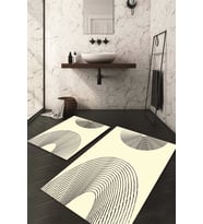 Dijital Baskılı Kaymaz Taban Yıkanabilir 2'li Klozet Takımı Banyo Paspası NDKZ-HY-1023 (Krem)
