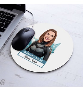 Kişiye Özel Hediye Karikatürlü En Başarılı Kadın Dalgıç Mousepad
