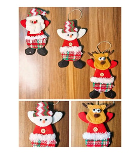3 Adet Tekstil Örme Orta Boy Peluş Aksesuar Çam Ağacı Süsü 17  x 11 CM Yılbaşı Çam Ağacı Süsü Peluş Hediyelik Süsler