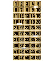 Kapı, Masa, Dolap Numarası Metal 1-50 Arası Sıralı 5x5 Cm Arkası Yapışkanlı Gold Renk 004