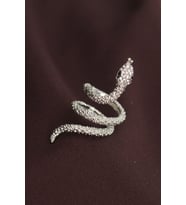 Ayarlanabilir Silver Renk Zirkon Taşlı Yılan Yüzük (Çok Renkli)