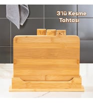 Porsima 16668 Piero Bambu 3'lü Standlı Kesme Tahtası Kesim Panosu