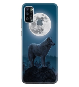 Infinix Hot 9 Play Kılıf Resimli Desenli Silikon Platinium Series Moon Wolf 1820