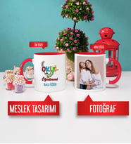 Okul Öncesi Öğretmeni Kupa Bardak Kırmızı Fotoğraflı
