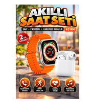 Watch 9 Max 45 mm Gümüş Akıllı Saat – 2 Kordon ve Kablosuz Kulaklık Seti