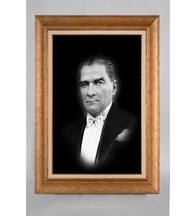 EV İŞYERİ OFİS İÇİN ALTIN ÇERÇEVELİ PASPARTULU ATATÜRK TABLO S92