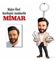 Kişiye Özel Kişiye Mimar Karikatür Anahtarlık Karikatürlü 8 cm MDF Anahtarlık - Kişiye Mimar Karikatür Anahtarlık Hediyesi Mühendise ve Teknik Meslek Sahibine Hediye