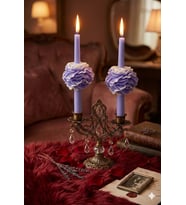 Şakayıklı Şamdan 2'li Mum - Mumelia Candles Doğal Soya Kutulu Dekoratif Mum - Mor