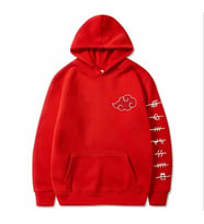 AMOR MAN ÖZEL TASARIM KAPÜŞONLU JAPON ANİME BULUT BASKILI OVERSİZE ERKEK SWEATSHIRT (Kırmızı)