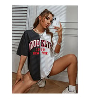 Brooklyn Çift Renk Baskılı Tasarım Tshirt (Siyah)