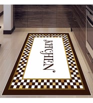 Kahverengi Kiremeit Dama Desenli Yıkanabilir Kaymaz Taban Leke Tutmaz Modern Salon Halısı ve Yolluk (Beyaz)
