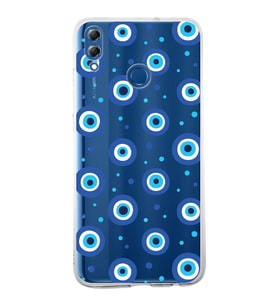 PrintiFy Huawei Honor 8X ile Uyumlu 1mm Slim Fit Nazar Boncuğu 1 Baskılı Şeffaf  Kılıf