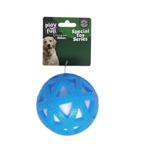 Playfull Işıklı Üçgen Desenli Plastik Top Köpek Oyuncağı 7,5 Cm Mavi