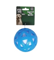 Playfull Işıklı Üçgen Desenli Plastik Top Köpek Oyuncağı 7,5 Cm Mavi