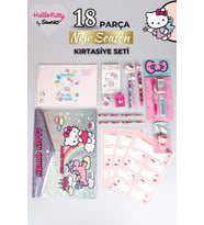 DEKOMUS İLE LİSANSLI HELLO KITTY PREMIUM 18 PARÇA KIRTASİYE SETİ SİLGİ TEPELİ GEÇMELİ KALEM,VERSATİL UÇLU KALEM,KURŞUN KALEM,SİLGİ VE KALEMTRAŞ SETİ (Pamuk Şeker)