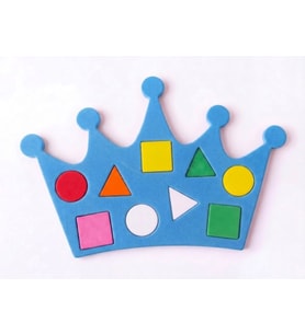 Montessori Eğitici Taç Şekil Oyuncağı İnce Motor Becerileri Geliştirme Renk ve Şekil Tanıma (Mavi)