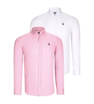 İKİLİ SET G725 DEWBERRY ERKEK GÖMLEK-BEYAZ-PEMBE