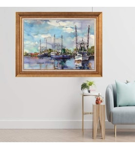 Altın Varaklı  Çerçeveli Paspartulu Tablo as733 (Gold)