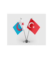 Suriye Türkmenleri Bayrağı ve Türk Bayrağı İkili Saten Masa Bayrağı Takımı