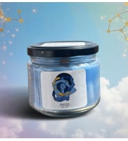 Balık Burcu (Pisces) Kavanoz Mum – Lavanta Kokulu - Ahşap Fitilli (Mavi)