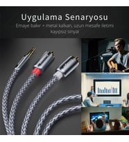 Pro Series 1 Metre 3.5MM Jack to RCA Stereo Ses Sistemi Kablosu, Amfi, Hoparlör, TV Ses Sistemi Kablosu