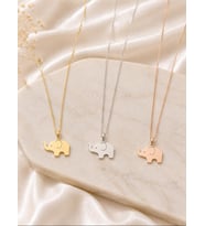 Kişiye Özel Minimal Fil Figürlü Kolye 925K Gümüş (Rose)