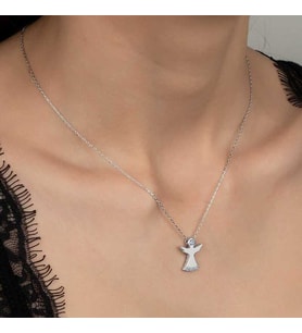 Swarovski Taşlı Gümüş Melek Bayan Kolye
