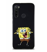 Xiaomi Redmi Note 8 Soft Premier Kapak Sünger Bob Tasarımlı Silikon Kılıf - Siyah (Şeffaf)