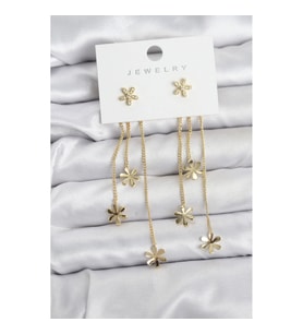 Mey İthalat® Papatya Model Gold Renk Pirinç Sallantılı Kadın Küpe