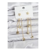 Mey İthalat® Papatya Model Gold Renk Pirinç Sallantılı Kadın Küpe