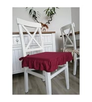 Bordo Fırfırlı Sıvı & Leke Itici Iskandinav Sandalye Minderi