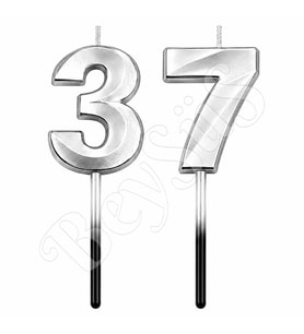 37 Rakam Mum Gümüş
