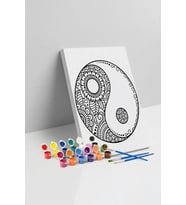 Yin Yang Desenli Mandala Tuval Boyama Seti 40x50 cm