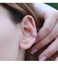 Turkuaz Taşlı Rose Gold Kaplama Gümüş Kıkırdak Küpe