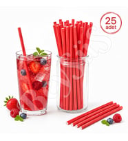 Parti Kağıt Pipeti 25li Kırmızı