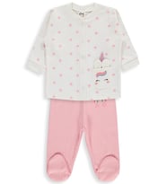 Civil Baby Çiçek Empirme 1-9 Ay Pijama Takımı - Ekru