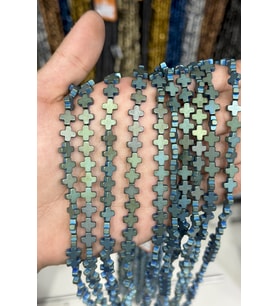 Hematit Taşı Artı Kesim Mat Yeşil 8x8mm Doğal Taş Dizi