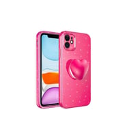 Apple iPhone 11 Uyumlu Kılıf Kamera Korumalı Simli Pop Soketli Lüks Zore Koton Soketli Kapak (K.Pembe)