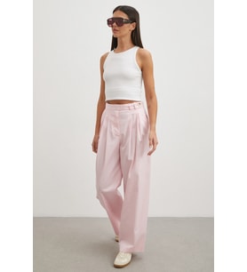 Geniş Paça Pensli Pantolon Pembe