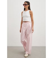 Geniş Paça Pensli Pantolon Pembe