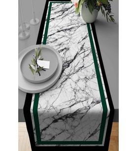 Yeşil Çerçeveli Desen Premium Masa Örtüsü Runner RNR247